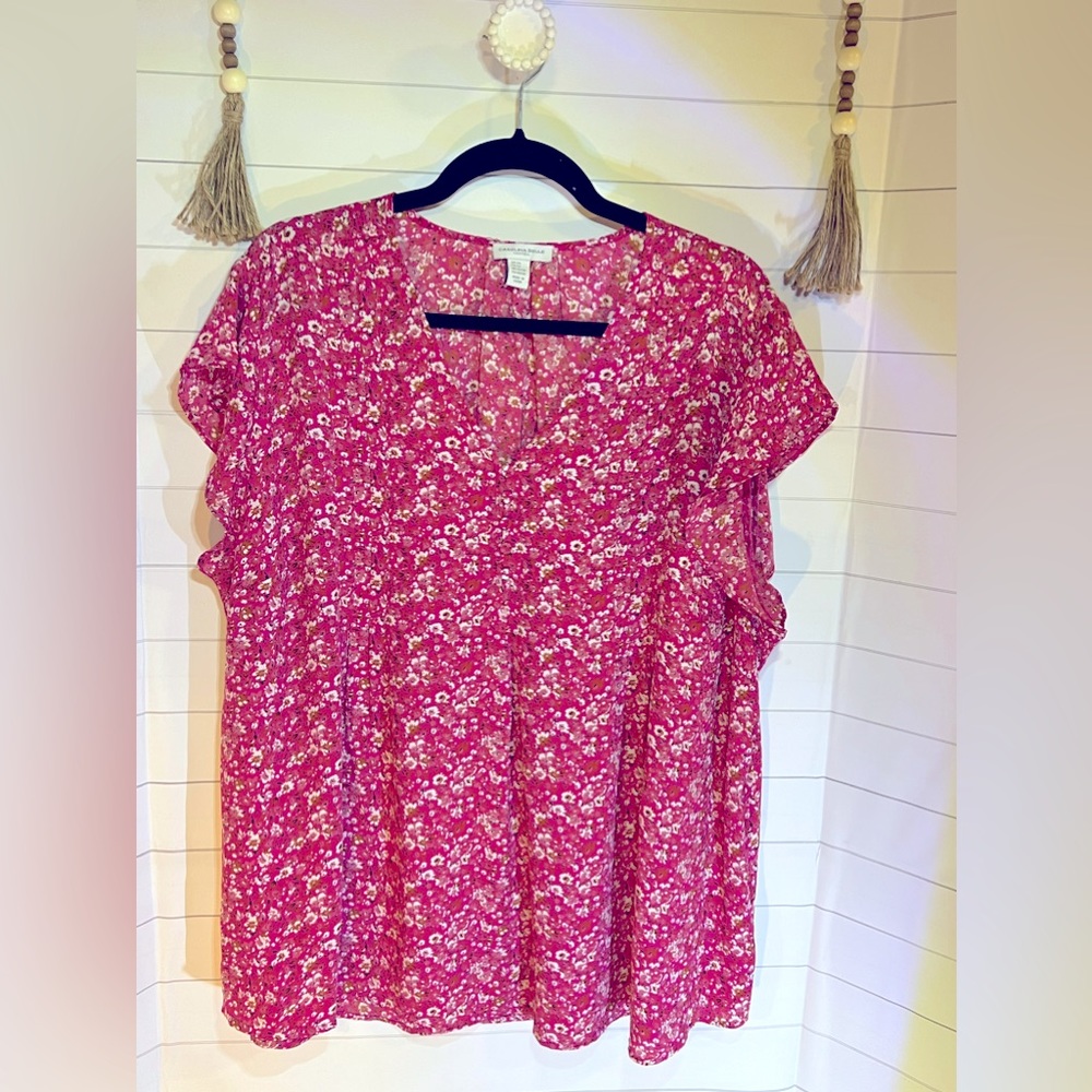 Carolina Belle 2X Hot Pink Floral